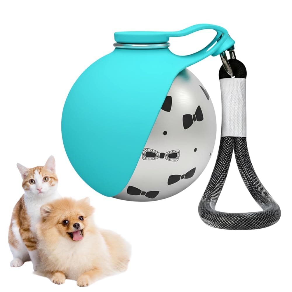 Botella de Agua portátil para Mascotas, compacta de Acero Inoxidable para Perros, Bebedero de Viaje a Prueba de Fugas para Gatos con Cuenco de Silicona Plegable para Paseos y Caminatas al Aire Libre