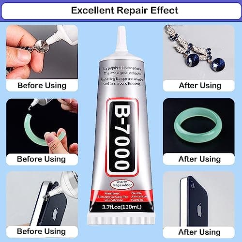 B7000 Adhesive Rhinestones Glue for Crafts, 2PCS 110ml / 3.7 fl oz with 5 Dotting Pen Tool, Wax Pencil and Tweezer, Jewelry Glue for DIY Craft, Makeup, Shoes, Jewelry Making, Nail Art — view 7