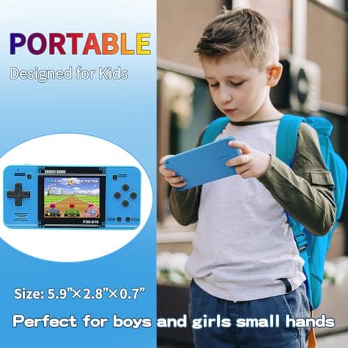 Handheld Game for Kids -Preloaded 220 Retro Video Games, Portable Gaming Player with Rechargeable Battery 3.0" LCD Screen, Mini Arcade Electronic Toy Gifts for Boys Girls (Blue) — view 3