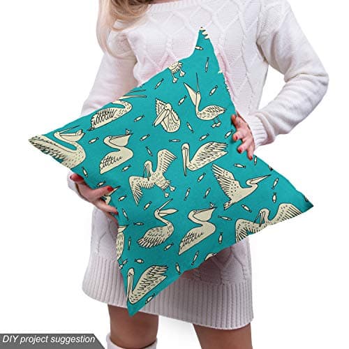 Lunarable Pelican Fabric by The Yard, Aquatic Nature Theme Birds and Little Fish on Ocean Inspired Background, Decorative Fabric for Upholstery and Home Accents, 1 Yard, Black Cream — view 4