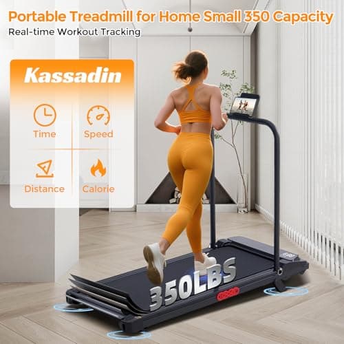 KASSADIN Walking Pad with Handle Bar, 2026 Upgrade Portable Small Treadmill with Handles for Home Small, 3.0HP Under Desk Walking Pad Treadmill with Incline, 0.6-7.6MPH, 350LBS — view 5