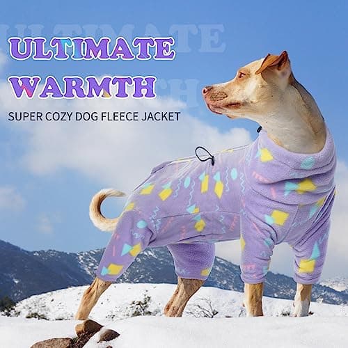 ROZKITCH Dog Fleece Coat, Pet Windproof Warm Cold Weather Jacket Vest with Luminous Zipper, Jumpsuit Apparel Outfit Clothes for Small Medium Large Dog Geometry L — view 3