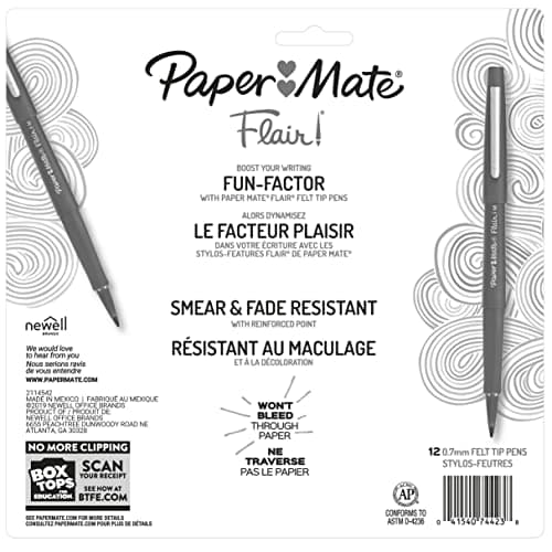 Paper Mate Flair Felt Tip Pens, Medium Point (0.7mm), 12 Count - For Arts & Crafts, Note-Taking, Journaling, School Supplies for Teachers & Students — view 8