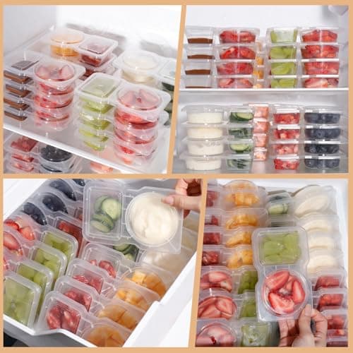 Reusable Snack Containers with Lids: Snack Pack Containers 20Pcs - Snackle Box Container Portion Control - Meal Prep Containers - Double Compartment Snack Containers for Travel - Camping Essentials — view 4