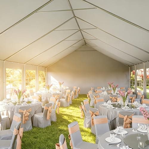 Aoxun 20x40 Party Tent Canopy for Weddings Waterproof Event Tent with Removable Sidewalls &Roll-up Door, Heavy-Duty Steel Frame for Outdoor Weddings, BBQ, Birthday Parties, & Camping,White — view 3