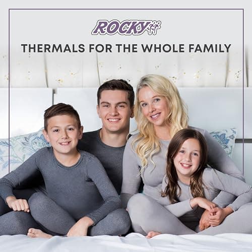 Rocky Thermal Underwear Men Long Johns Men Thermal Underwear Thermals Mens Base Layer Mens Thermals Top and Bottom Set (Black, Large, Standard Weight - 185 GSM, One Pack) — view 5