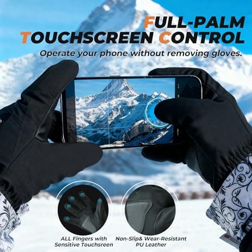 2THESTARS Winter Ski Gloves Waterproof Windproof Snow Gloves Thermal Insulated Touchscreen with Pocket for Men Women Cycling Hiking Outdoor Sports Work (Black,Large) — view 3