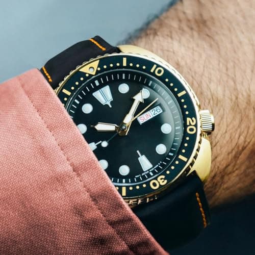 Ritche Quick Release Leather Watch Bands Genuine Watch Straps for Men Women- 18mm 20mm 21mm 22mm 23mm 24mm Top Grain Leather Watch Strap, Valentine's day gifts for him or her, Black & Orange & Silver, — view 2