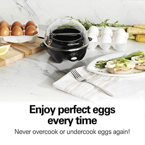 Hamilton Beach 3-in-1 Electric Hard Boiled Egg Cooker, Poacher & Omelet Maker, Holds 7, Black (25507) — view 2