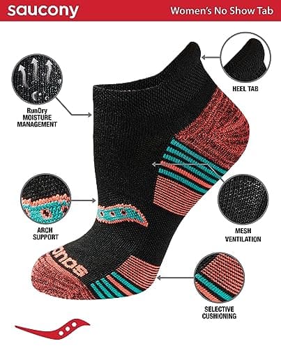 Saucony Women's RunDry Performance 8, 16 Pairs Heel Tab Athletic Socks, S-L, Assorted Darks (8 Pairs), Medium — view 3