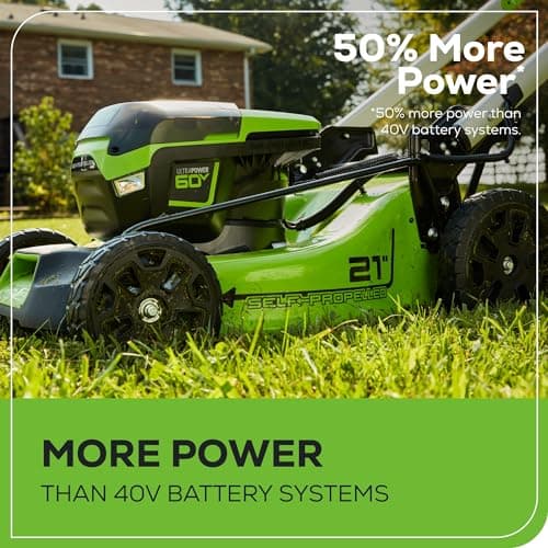 Greenworks 60V 21" Brushless (Self-Propelled) Cordless Lawn Mower, 2 x 4.0Ah Batteries (3/4 Acre, Rapid Charger, 4-in-1, LED Lights, IPX4) — view 5