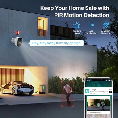 MaxiViz Wireless Camera Outdoor, Battery Powered Security Camera with 2K Color Night Vision, Outside Cameras with AI Motion Detection, 2-Way Talk, IP66 Weatherproof, SD/Cloud Storage, 2 Packs — view 3