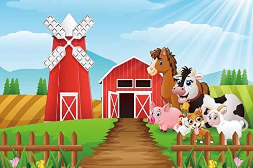 Yeele 8x6ft Cartoon Farm Pasture Background for Photography Countryside Shed Barn Scenery Livestock Animals Backdrop Rustic Baby Boy Kids Adult Children Portrait Shoots Photo Booth Props Y2WH03998