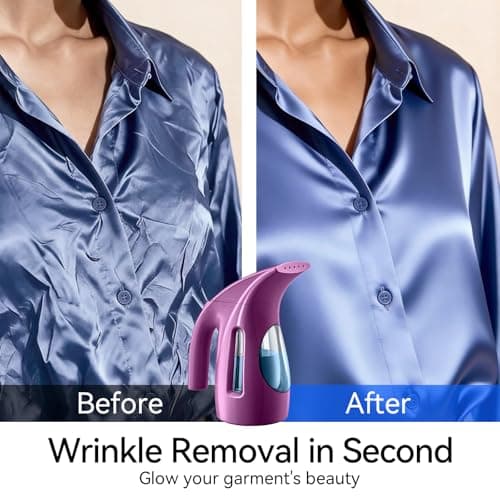 HiLIFE Steamer for Clothes, Portable Handheld Garment Wrinkle Remover, 240ml Big Capacity, 700W, Strong Penetrating Steam, for Home, Office and Travel, ONLY FOR 120V, Bloom Orchid — view 3