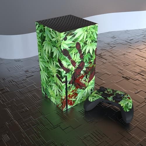 PlayVital Blood Handprint Weeds Custom Vinyl Skins for Xbox Series X, Wrap Decal Cover Stickers for Xbox Series X Console Controller — view 3