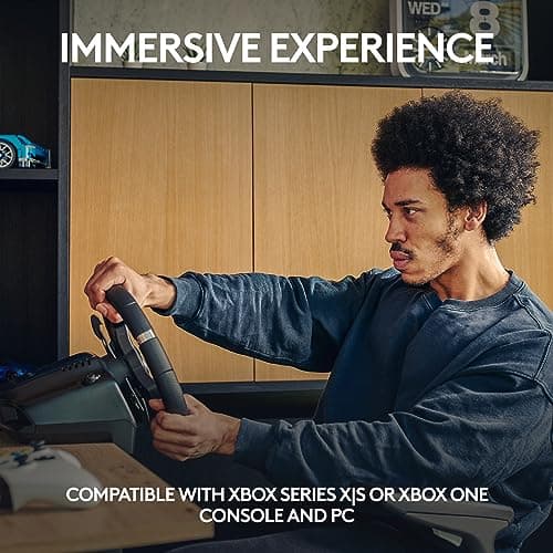 Logitech G920 Driving Force Racing Wheel and Floor Pedals, Real Force Feedback, Stainless Steel Paddle Shifters, Leather Steering Wheel Cover for Xbox Series X|S, Xbox One, PC, Mac - Black — view 2