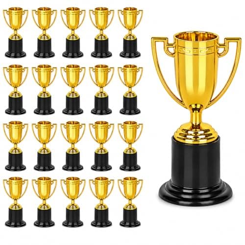 24 Pack Mini Trophies for Awards, Gold Participation Trophy Cups for Sports Tournaments and Competitions (4 in)