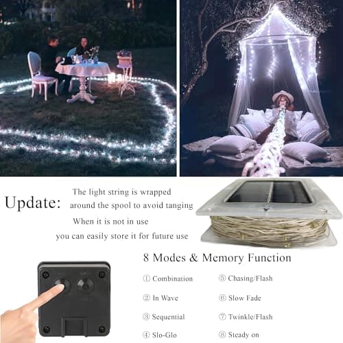 Joomer Solar Fairy Lights, 2-Pack Total 80FT 240LED String Lights, White — view 2