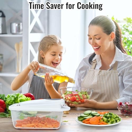 8 Blade All-in-1 Vegetable Chopper Mandoline Slicer with Container, Food Chopper, Onion Chopper, Veggie Cutter for Salad, Kitchen Gadgets Accessories Essentials, White — view 8