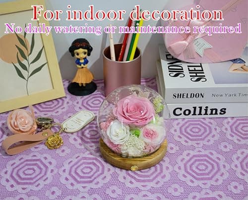 Valley of Rain & Forest Long-Lasting Real Flowers, Unique Floral Gift for You to Send Love for All Occasions, for Indoor Decoration (Pink Rose, White Rose) — view 5