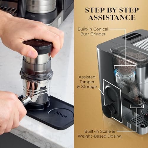 Ninja Espresso Machine, Luxe Café Premier Series, Drip Coffee Maker and Rapid Cold Brew, Integrated Grinder, Assisted Tamper, Hands-Free Frother, ES601C (Canadian Version) — view 4