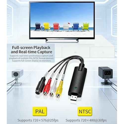 RCA to USB Video Capture Card,VHS to Digital Converter,USB 2.0 Video Capture Card,Convert VHS to Digital from VHS VCR Mini DV Hi8 DVD for MAC/PC — view 2