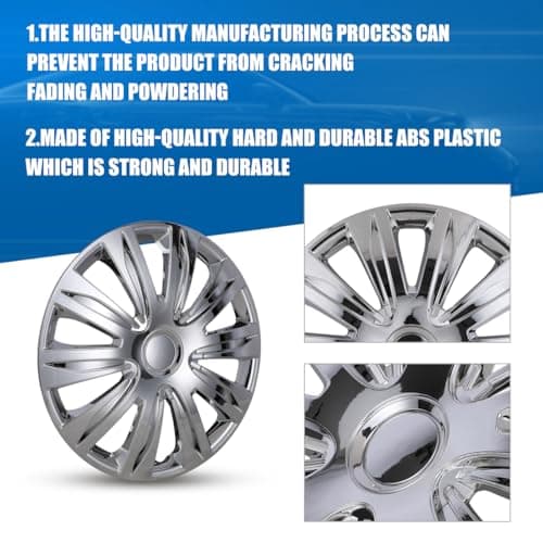 Winjet Universal Wheel Cover Replacement R17 Hub Caps Automotive Universal Wheel Rim Cover Compatible with Most Car Truck SUV [Only Fit Iron Hub - Steel Wheel] (17 Inch Hubcaps Set of 4, Chrome) — view 2