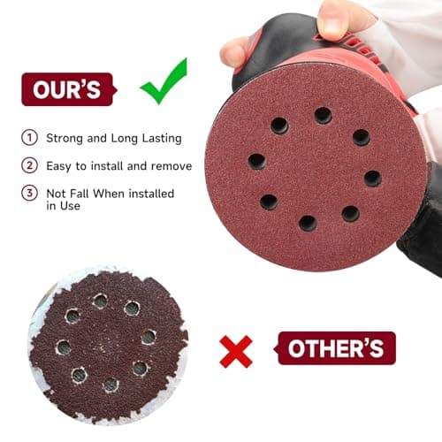 POTUINOM 165 PCS 5 Inch Sanding Discs,Round Hook and Loop Sandpaper for Random Orbital Sander 40 60 80 120 150 240 320 400 600 Grit — view 5