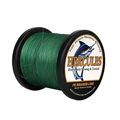HERCULES Super Strong 1000M 1094 Yards Braided Fishing Line 50 LB Test for Saltwater Freshwater PE Braid Fish Lines 4 Strands - Green, 50LB (22.7KG), 0.37MM