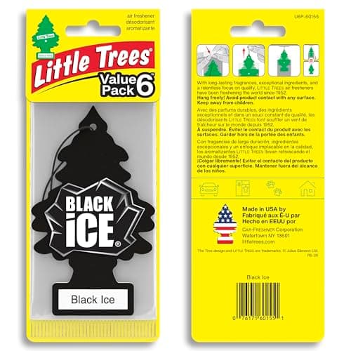 LITTLE TREES Car Air Freshener | Hanging Tree Provides Long Lasting Scent for Auto and Home | Black Ice, 24 Air Fresheners