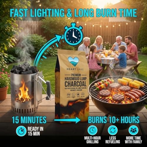 Heart Lake Premium Hardwood Lump Charcoal, 100% Natural BBQ Charcoal, 8 kg — view 2
