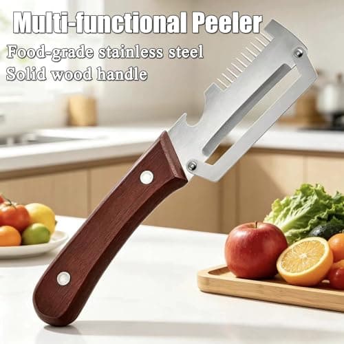 Vegetable Peeler - Wooden Handle Stainless Steel Multi-functional Peeler — view 2