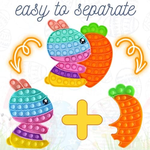 Easter Bunny Poppers, Bunny Carrot Pop Bubble Fidget Sensory Toy, Puzzle Popper, Easter Gifts for Kids,Toddler, Easter Basket for Toddlers Girl, Easter Toys, Stocking Easter Basket Stuffers (Rainbow) — view 4