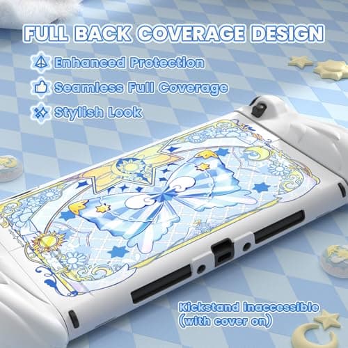 PlayVital Magic Wings Silicone Grip Cover for Nintendo Switch 2 Case with Extra Stand & Thumb Grip, Joycon Grip Cover, PC Console Hard Shell, Cute Animal Dockable Case for Switch 2 Accessories - White — view 4