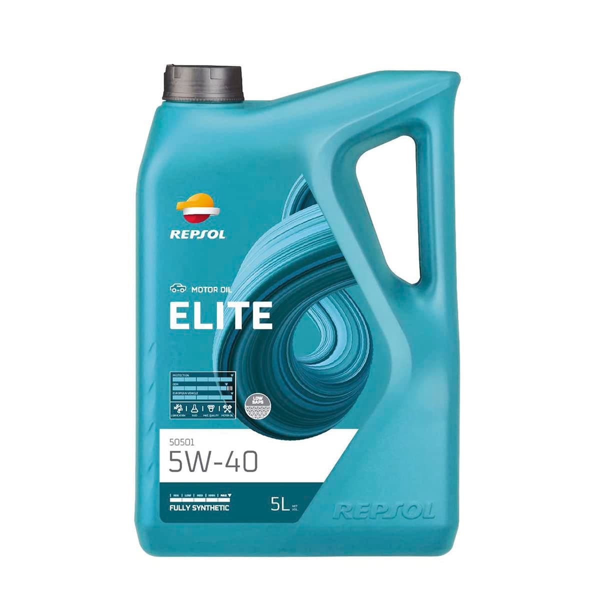 REPSOL aceite lubricante sintético para coche ELITE 50501 5W-40 5L