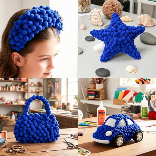 Caydo [400 pcs] - 300 Pieces 1 Inch Blue Pompoms with 100pieces Wiggle Eyes Multicolor Arts and Crafts Pom Poms Balls for Kids DIY Art Creative Crafts Home Decorations — view 3