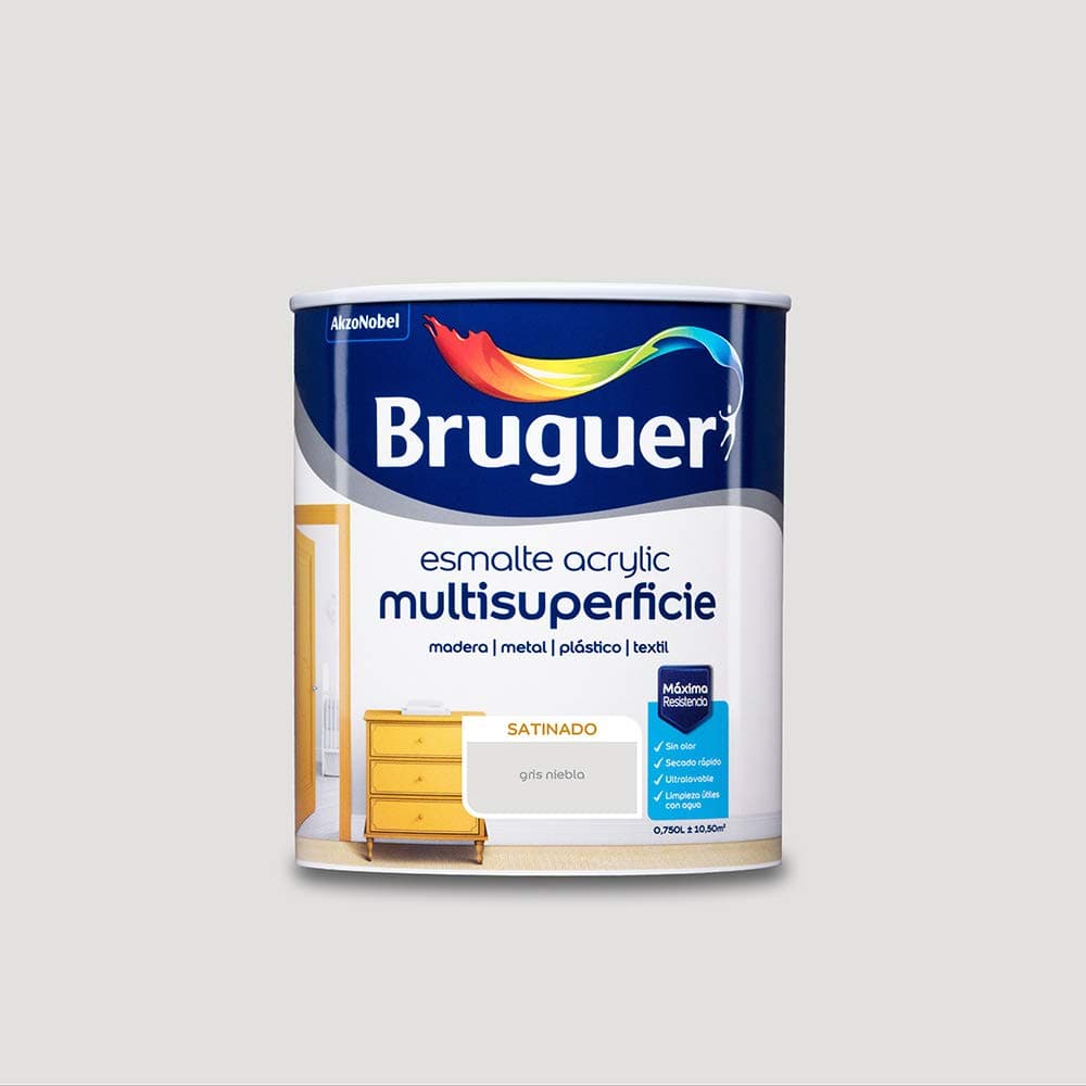 Bruguer Acrylic Multisuperficie Esmalte al agua Satinado - Pintura 750 mL, Blanco Permanente — view 72