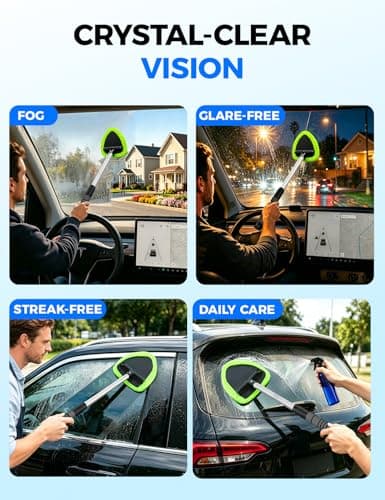 XINDELL Windshield Cleaner Tool – Car Interior Window Cleaning Kit with Extendable Handle & 4 Microfiber Pads, Auto Wiper Inside Windshield Brush for Car & Home Windows — view 7