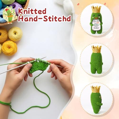 MAMAGIFTREE 50th Birthday Gifts Card for Women Men Him Her -Have a Dill-ightful Birthday! Handmade Crochet Crown Pickle, 50 Year Old Bday Gift for Mom Dad Friend Sister Wife Husband — view 5