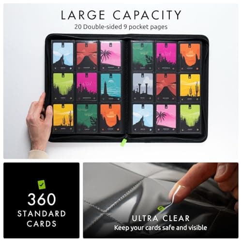 Vault X 9 Pocket Zip Binder, 360 Cards, Exo-Tec Material, 20 Side-Loading Pages (Black) — view 3