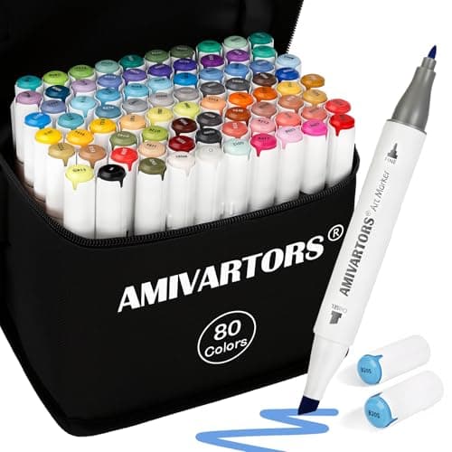80 Colors Alcohol Markers Dual Tip Set, Chisel & Fine, 2.8g High Ink Capacity, Easy Blending Art Markers for Artists, Adults Coloring, Sketching, Drawing, Illustration & Painting with Carrying Case