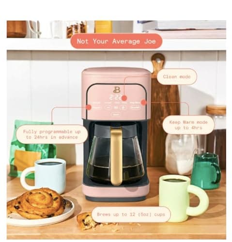 Beautiful 12-Cup Programmable Drip Coffee Maker by Drew Barrymore (Rose Pink) — view 4