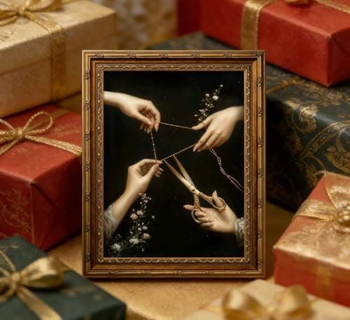 Vintage Gold Framed Thread of Life Wall Art, Victorian Moody Gothic Canvas Print, Dark Academia Wall Decor, Mystical Greek Mythology Painting Picture, Witchy Poster Artwork for Living Room Bedroom — view 7