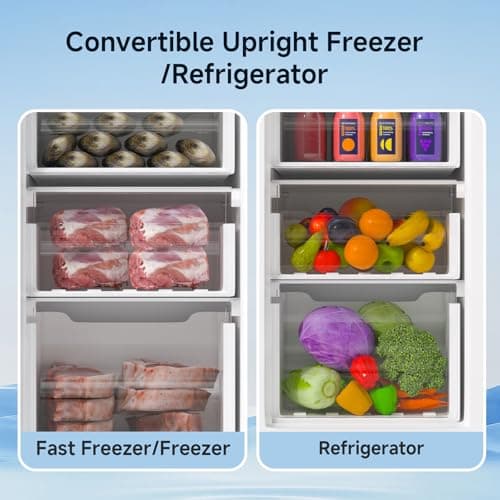 BANGSON Upright Freezer, 7.0 Cu.ft Stand Up Freezer, Convertible Upright Freezer/Refrigerator, Single Door for Kitchen,Garage, Office, Apartment, Silver — view 2