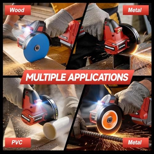 Cordless Cut Off Tool for Mil-Waukee 18V Battery, 4" Cut Off Tool 18,000 RPM Brushless Motor with 3 Variable Speed, 7 Blades, Dust Cover, Mini Circular Saw for Cutting Wood, Metal, Plastic(Tool Only) — view 4