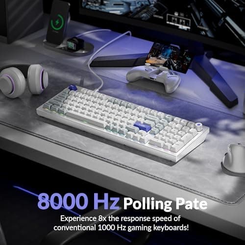 Keychron Q5 HE 96% 8K Wired Hall Effect Gaming Keyboard, Rapid Trigger Magnetic Switches Keyboard Hot Swappable, 8000 Hz Polling Rate, Adjustable Actuation, Aluminum, RGB, QMK, Mac/Windows – White — view 4