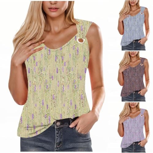 Tank Tops for Women Loose Fit Fashion Printed Shirts Plus Size Casual Sleeveless Tops Summer Crewneck T Shirts — view 3