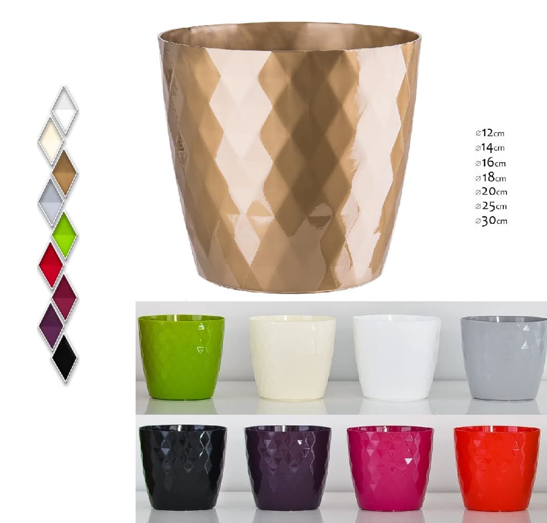 KORAD Cristal Indoor Flower Pot Covers without Drainage Holes | Round Plastic Plant Pots Container for All Houseplants | 9 Modern Colours & 7 Sizes- (Cream, Ø 25 cm (9.84 inch)) — view 2