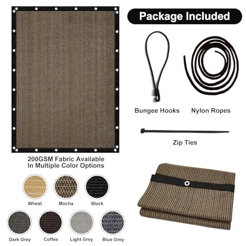 Artpuch 90% Sun Shade Cloth, 10 x 12 FT Pergola Shade Cover Canopy with Grommets, Sun Screen Fabric Tarp for Patio, Outdoor, Garden, Backyard, Mocha — view 6