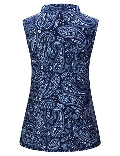 Viracy Womens Golf Shirt, Women's Zip Up Golf Workout Tank Tops Sleeveless Quick Dry Athletic Polo Shirts, A-Navy Blue, X-Large — view 2